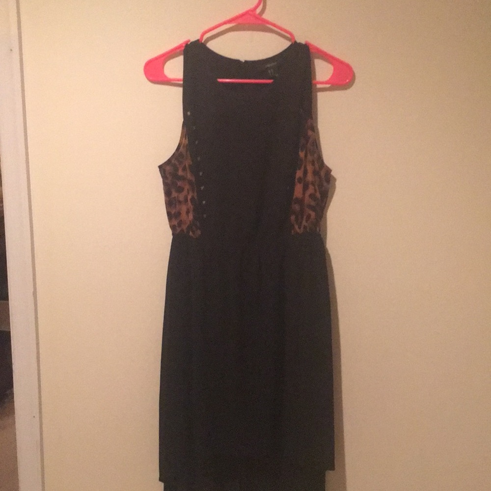 Black Cheetah print Hi Low dress